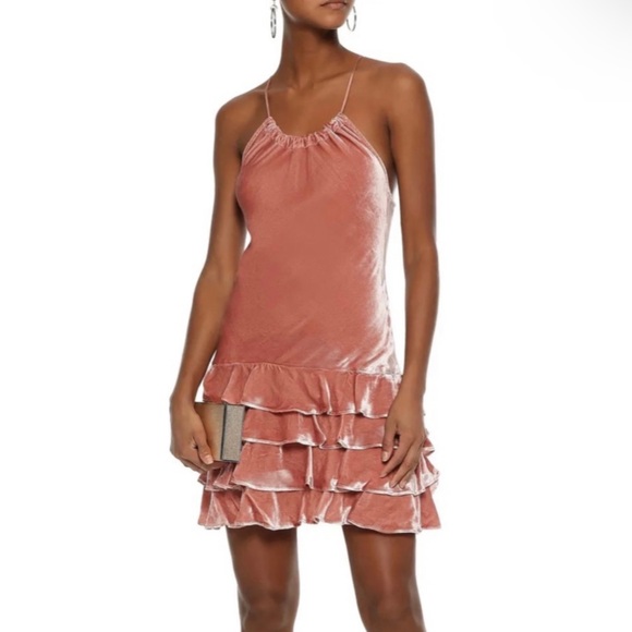 NEW MARISSA WEBB TIERED VELVET MINI DRESS - Picture 1 of 8